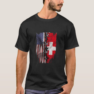 American Grown Swiss Roots USA Switzerland Flag T-Shirt