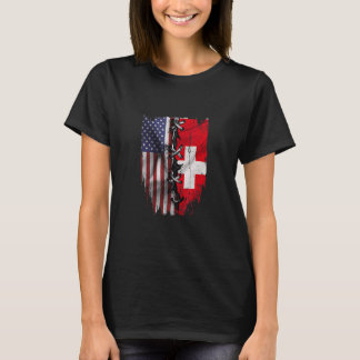 American Grown Swiss Roots USA Switzerland Flag T-Shirt