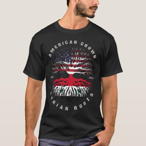 American Grown Syrian Roots Syria Flag T_Shirt