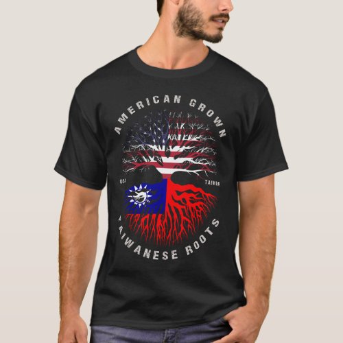 American Grown Taiwanese Roots Taiwan Flag T_Shirt