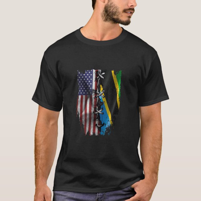 American Grown Tanzanian Roots USA Tanzania Flag T-Shirt (Front)