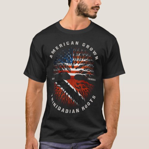 American Grown Trinidadian Roots Trinidad Flag T_Shirt