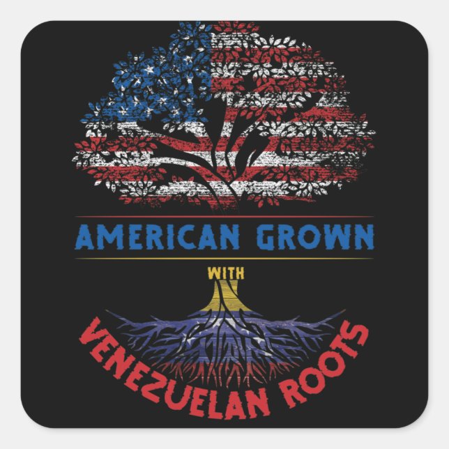 American Grown  Venezuelan Roots Flag Venezuela Square Sticker (Front)
