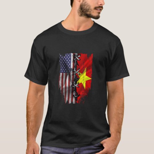 American Grown Vietnamese Roots USA Vietnam Flag T_Shirt