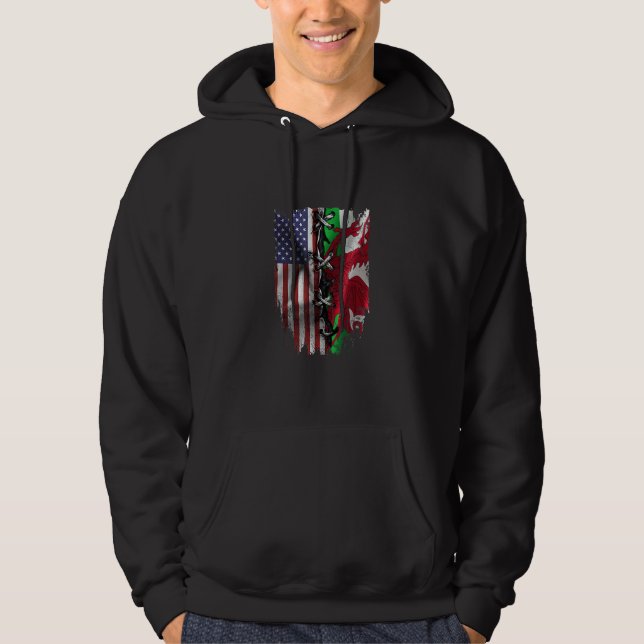 American Grown Welsh Roots USA Wales Flag Hoodie (Front)