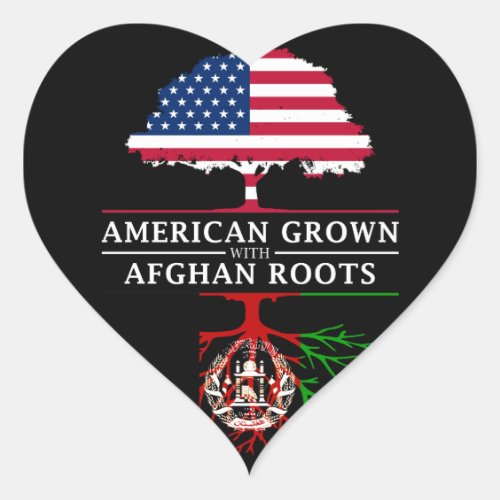 American Grown with Afghan Roots   Afghanistan Heart Sticker