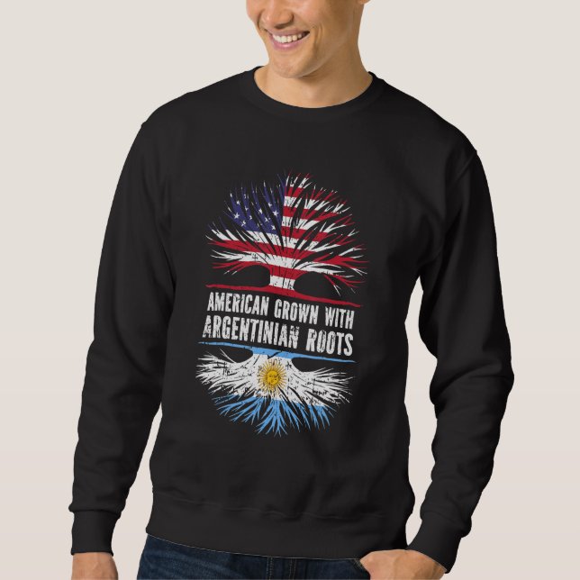 American Grown With Argentinian Roots Usa Flag Arg Sweatshirt (Front)