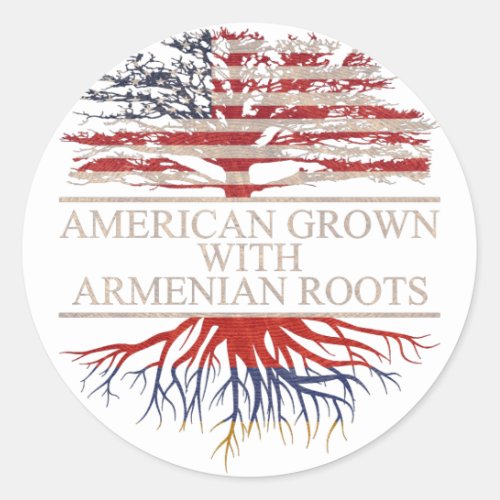 American grown with armenian roots classic round sticker