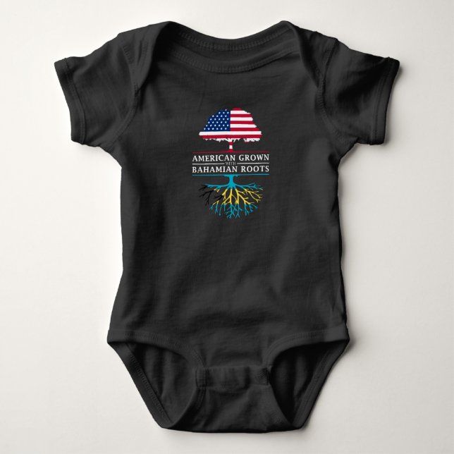 American Grown with Bahamian Roots   Bahamas Baby Bodysuit (Front)