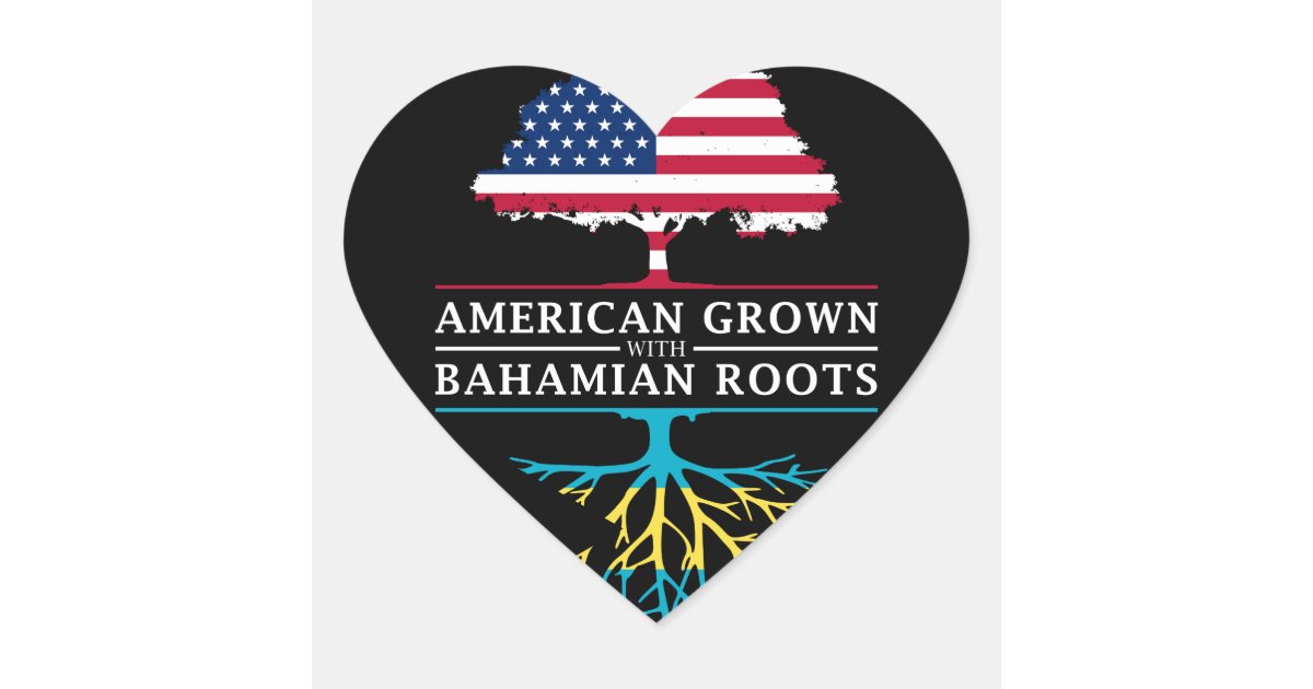American Grown with Bahamian Roots Bahamas Heart Sticker | Zazzle