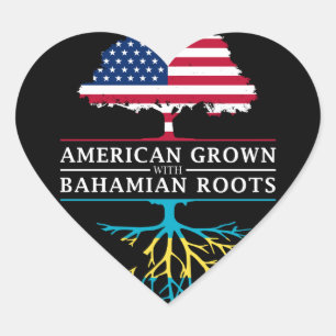 American Grown with Bahamian Roots   Bahamas Heart Sticker