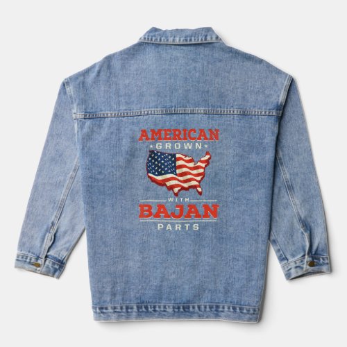 American Grown with Bajan Parts Patriotic Barbados Denim Jacket