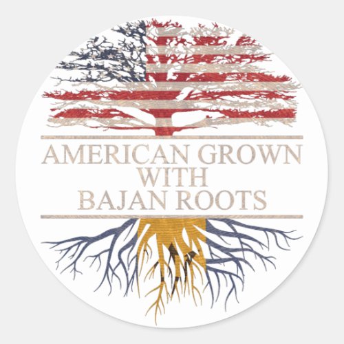 American grown with bajan roots classic round sticker