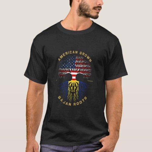 American Grown With Bajan Roots Tree Usa Flag Uniq T_Shirt