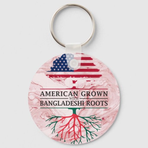 American Grown with Bangladeshi Roots Marble Keychain