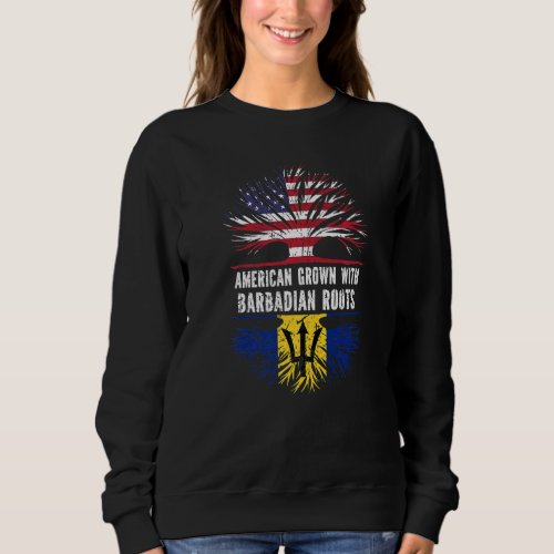 American Grown With Barbadian Roots Usa Flag Barba Sweatshirt