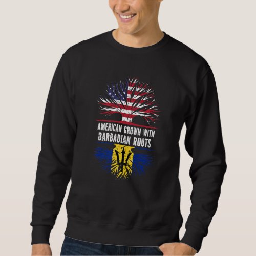 American Grown With Barbadian Roots Usa Flag Barba Sweatshirt