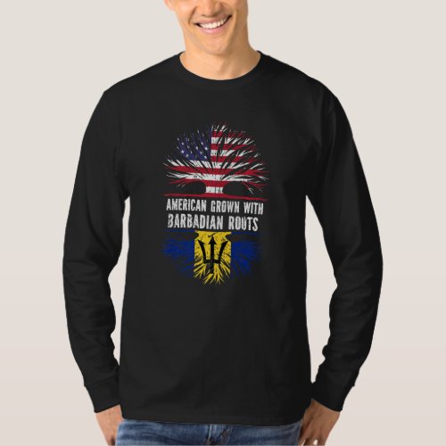 American Grown With Barbadian Roots Usa Flag Barba T_Shirt