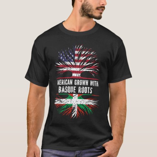 American Grown with Basque Roots USA Flag T_Shirt