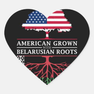 American Grown with Belarusian Roots Belarus Heart Sticker