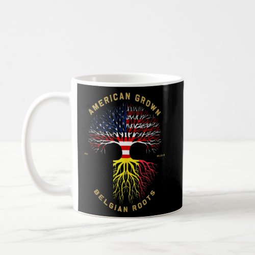 American Grown With Belgian Roots Tree Usa Flag Un Coffee Mug