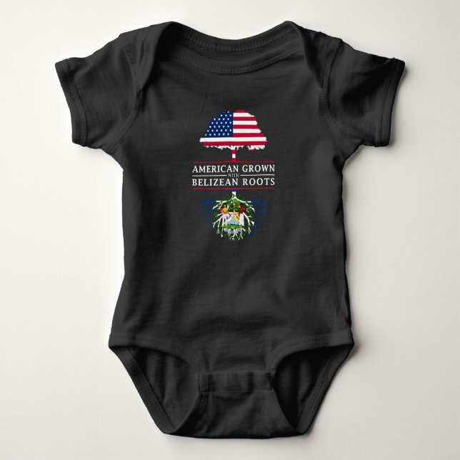 American Grown with Belizean Roots   Belize Baby Bodysuit (Front)