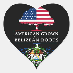 American Grown with Belizean Roots   Belize Heart Sticker