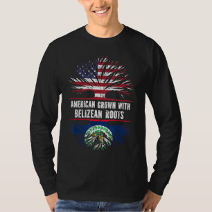 American Grown with Belizean Roots USA Flag Belize T-Shirt