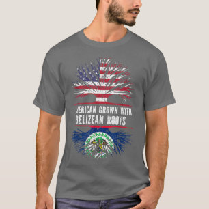 American Grown with Belizean Roots USA Flag Belize T-Shirt