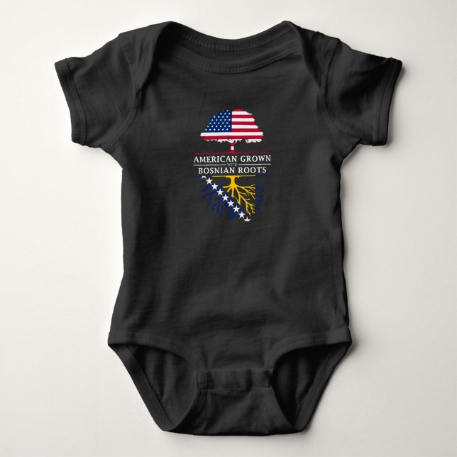 American Grown with Bosnian Roots   Bosnia and Baby Bodysuit (Front)