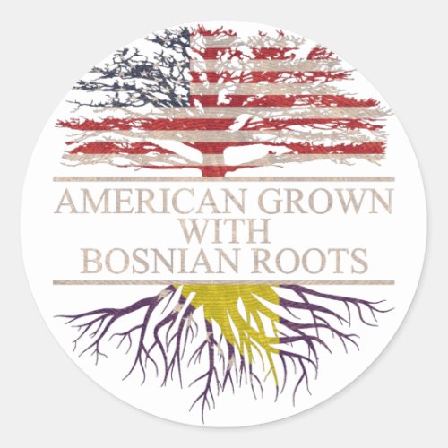 American grown with bosnian roots classic round sticker