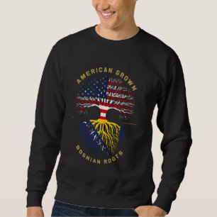 American Grown With Bosnian Roots Tree Usa Flag Un Sweatshirt