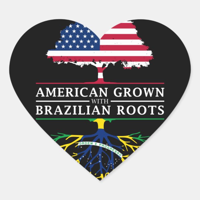 American Grown with Brazilian Roots   Brazil Heart Sticker (Front)