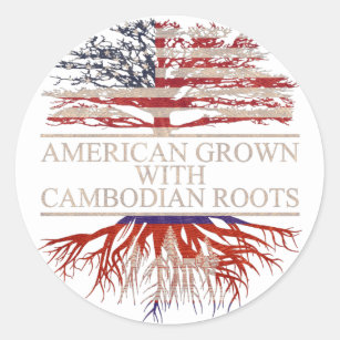 American grown with cambodian roots classic round sticker