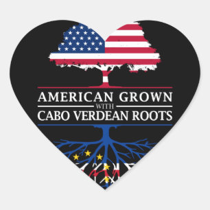 American Grown with Cape Verdean Roots Cabo Heart Sticker