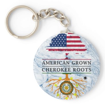 American Grown with Cherokee Roots Marble Style Keychain American Grown with Cherokee Roots Marble Style Keychain
