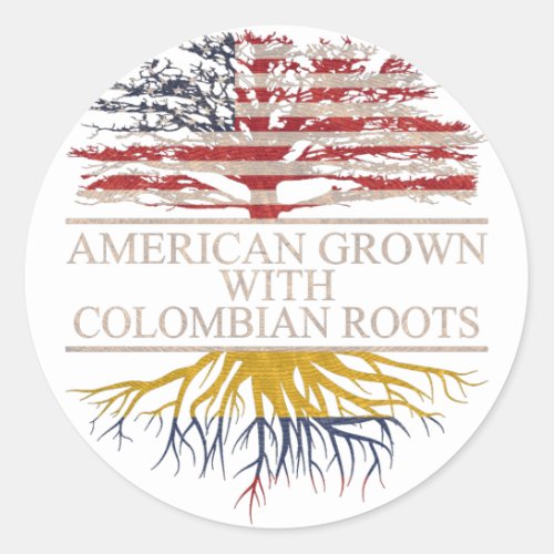 American grown with colombian roots classic round sticker