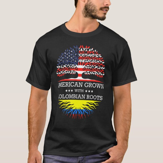 American Grown With Colombian Roots Usa Flag T-Shirt (Front)