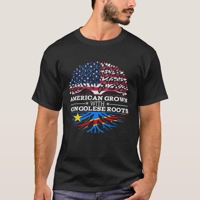 American Grown with Congolese Roots  DR Congo T-Shirt (Front)