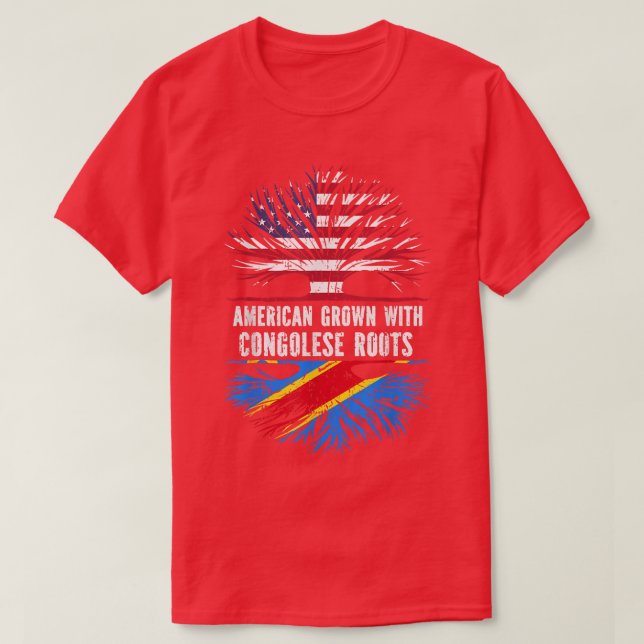 American Grown with Congolese Roots USA Flag Congo T-Shirt (Design Front)