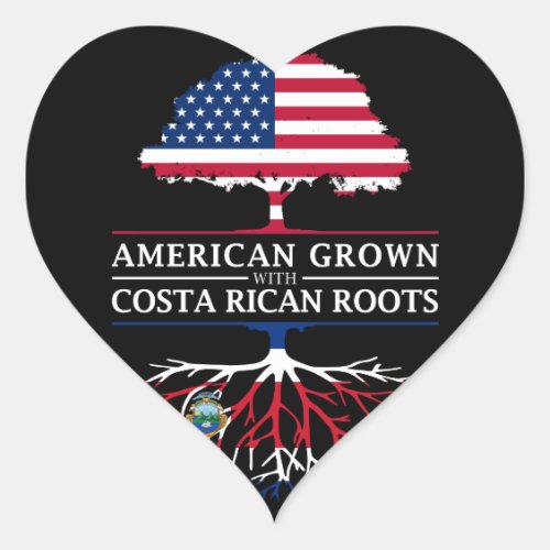 American Grown with Costa Rica Roots   Costa Rica Heart Sticker