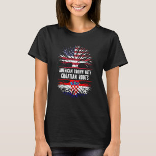 American Grown With Croatian Roots Usa Flag Croati T-Shirt