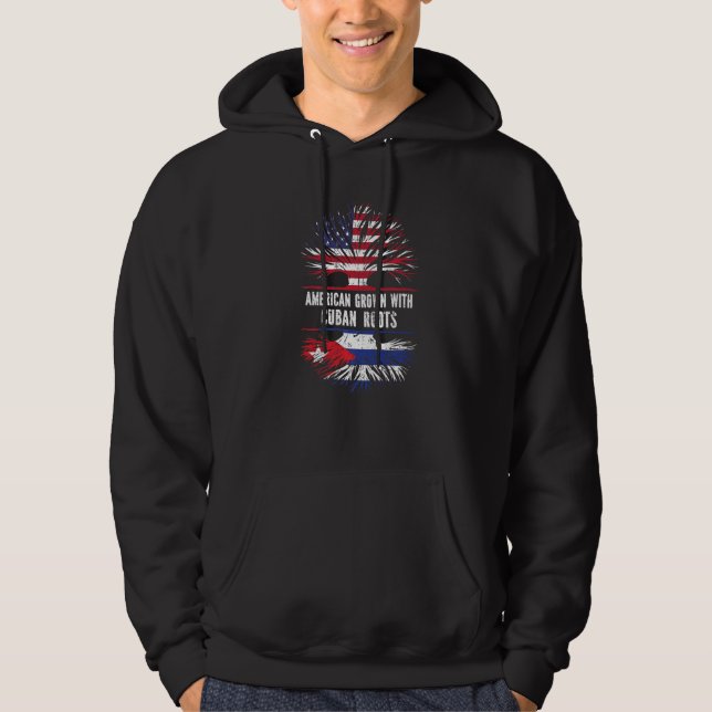 American Grown With Cuban Roots Usa Flag Cuba Hoodie (Front)