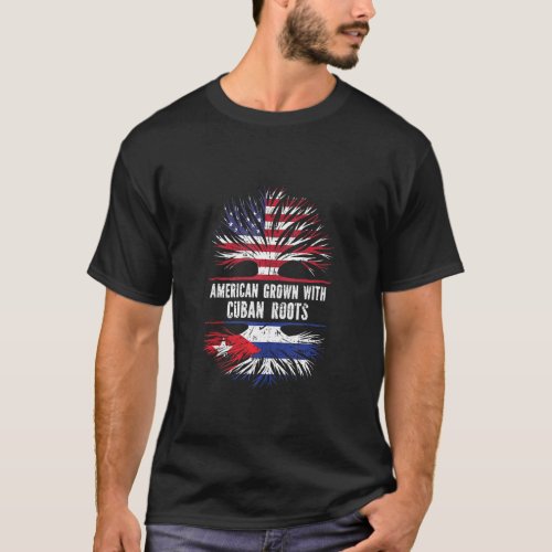 American Grown With Cuban Roots Usa Flag Cuba T_Shirt