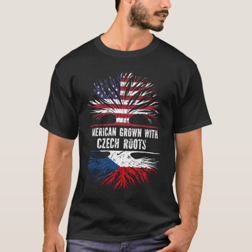 American Grown with Czech Roots USA Flag T_Shirt