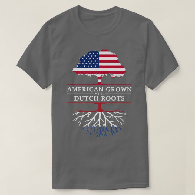 American Grown with Dutch Roots  Netherlands Premi T-Shirt (Design Front)