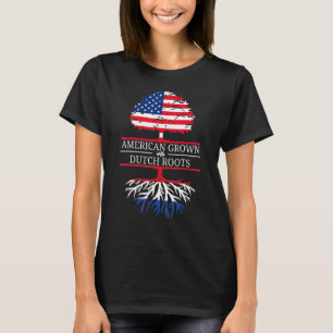 American Grown With Dutch Roots Usa Flag Tree Holl T-Shirt