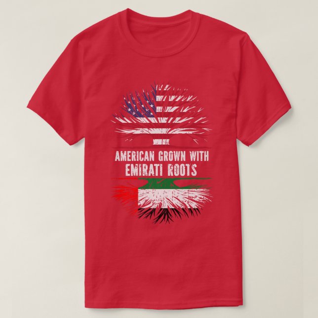 American Grown with Emirati Roots USA Flag UAE  T-Shirt (Design Front)