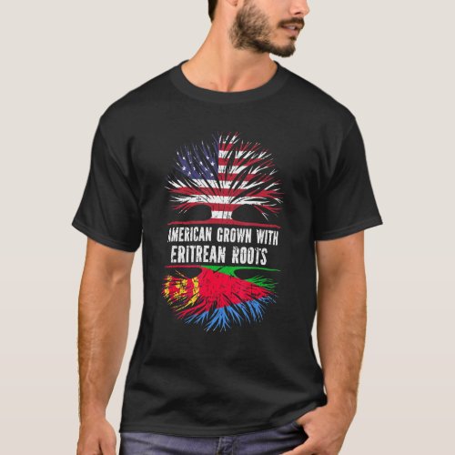 American Grown With Eritrean Roots Usa Flag Eritre T_Shirt
