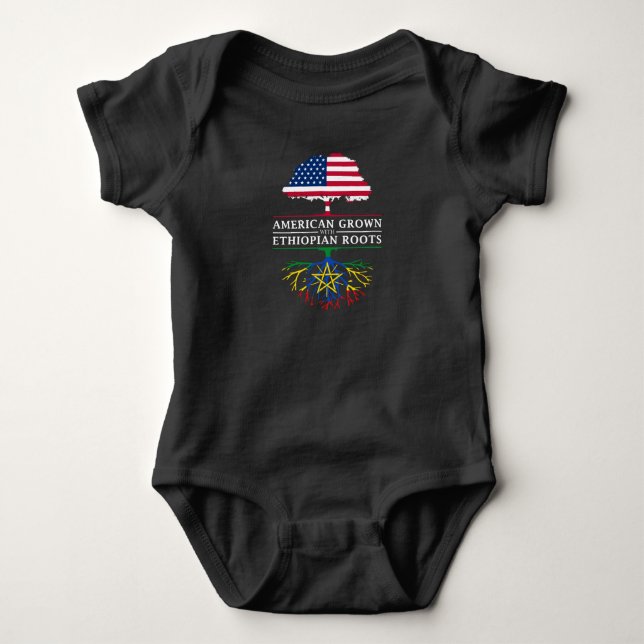 American Grown with Ethiopian Roots   Ethiopia Baby Bodysuit (Front)